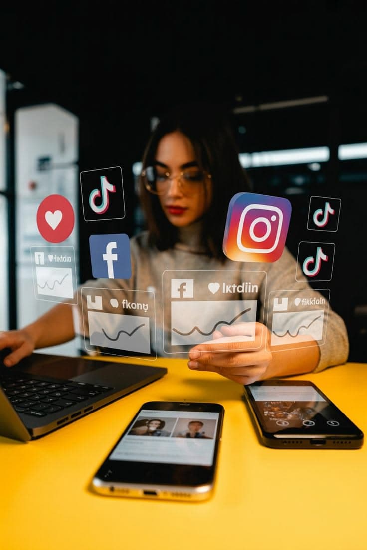 A creator managing social channels for their business
